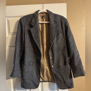 Vintage Lizwear Wool Tweed Blazer | Classic Herringbone | Oversized Fit